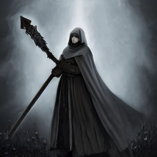 Prompt: sister friede from dark souls 3, digital illustration, highly detailed art, 8k image quality