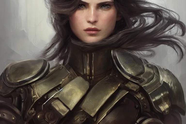 Prompt: a finely detailed portrait of an attractive young woman, clothed in battle armor, olive skin, long dark hair, beautiful bone structure, symmetrical facial features, intricate, elegant, digital painting, trending on Artstation, concept art, smooth, sharp focus, illustration, from Metal Gear by Ruan Jia and Mandy Jurgens and Artgerm and and william-adolphe bouguerea, award winning