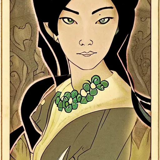 Image similar to art nouveau portrait of toph beifong