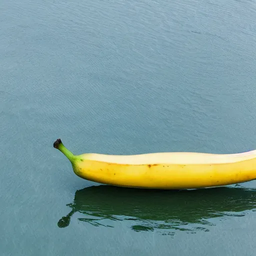 Prompt: friendly ripe banana in a boat