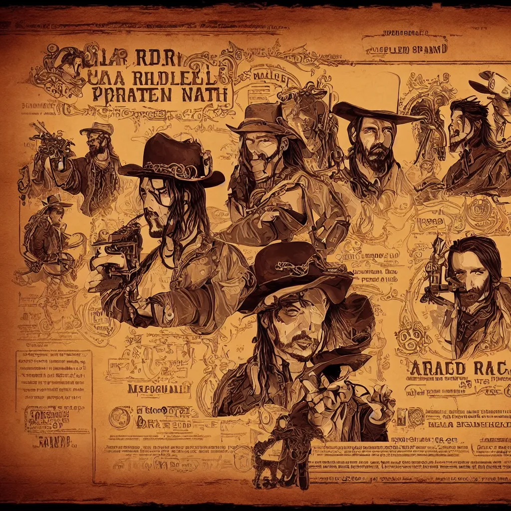 Image similar to solarpunk steampunk spaghetti western wanted poster, header wanted the RANDEL BROTHERS dead or alive, medieval trending on artgerm