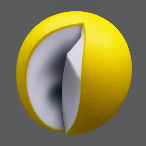 Image similar to a high quality render of a low poly lemon,