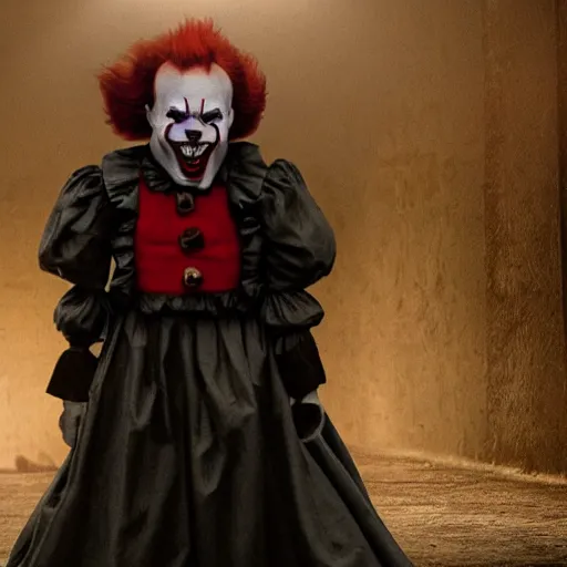 Image similar to Keanu reeves as Pennywise the clown hyper realistic 4K quality