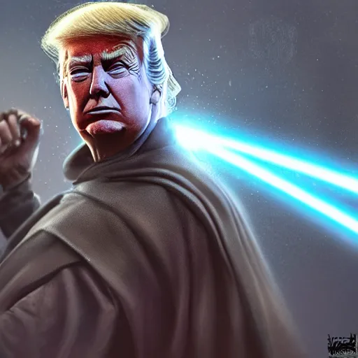 Prompt: Donald Trump as a jedi, post-apocalyptic, capitol hill, wlop, artstation
