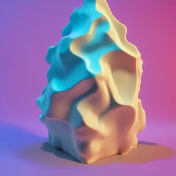Prompt: A highly detailed 3d render of several pastel colored liquid viscuous objects are melting together as a clay in a geometric shape with detailed shadow. Geometric shaped. detailed shading, vray octane, redshift. ray tracing. micro details, Hyper detailed, 8K3d, Trending on Artstation. rendered in cinema4d, Hyper realism.