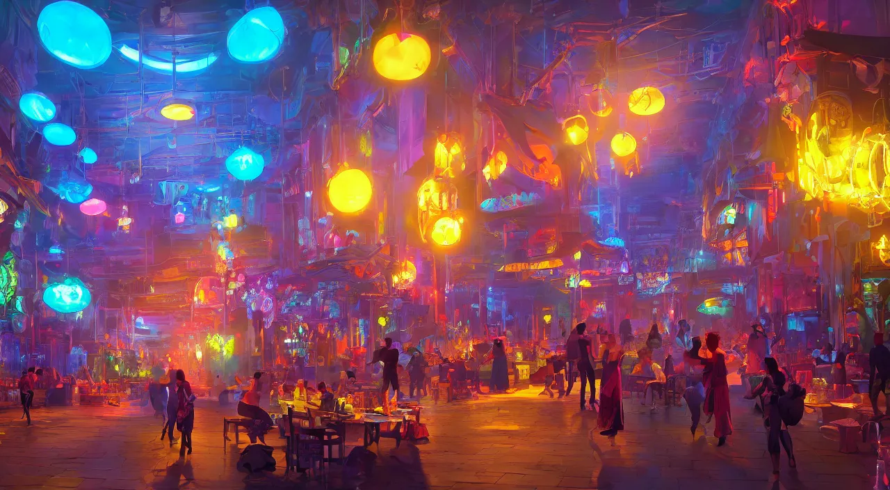 Image similar to bazaar zouk oriantal multicolorful sky shine place mosquet painting stylized digital video game icon global illumination ray tracing 8 k hd resolution, by ilya kuvshinov and cushart krentz and gilleard james