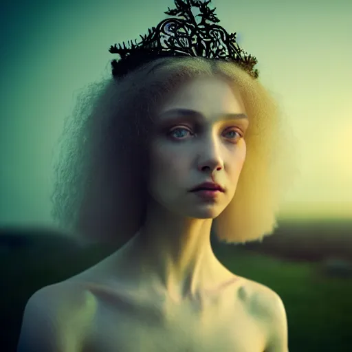 Image similar to photographic portrait of a stunningly beautiful eurasian gothic renaissance female in soft dreamy light at sunset, soft focus, contemporary fashion shoot, in a tim burton movie, by edward robert hughes, annie leibovitz and steve mccurry, david lazar, jimmy nelsson, extremely detailed, breathtaking, hyperrealistic, perfect face, octane render