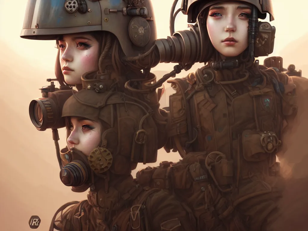 Image similar to portrait of dieselpunk blackpink jisoo soldier girl, helmet, desert, armored, highly detailed, digital painting, face detail, sharp focus, art, illustrations by loish and ayanamikodon and irakli nadar and rossdraws and wlop