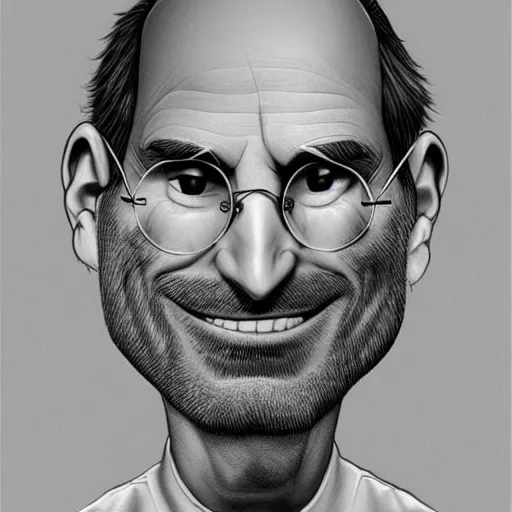 Image similar to steve jobs caricature by tiago hoisel and moebius