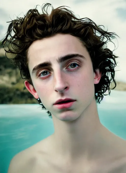 Image similar to Kodak Portra 400, 8K,ARTSTATION, Caroline Gariba, soft light, volumetric lighting, highly detailed, britt marling style 3/4 , extreme Close-up portrait photography of a Timothee Chalamet how pre-Raphaelites with his eyes closed,inspired by Ophelia paint, the face emerges from water of Pamukkale, underwater face, hair are intricate with highly detailed realistic beautiful flowers , Realistic, Refined, Highly Detailed, interstellar outdoor soft pastel lighting colors scheme, outdoor fine art photography, Hyper realistic, photo realistic