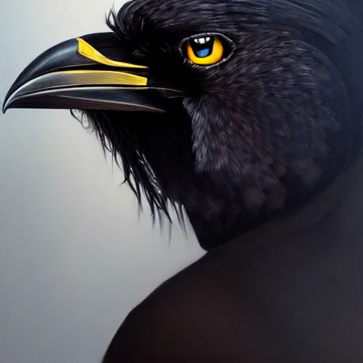 Prompt: portrait painting of a crow biker, sharp focus, award - winning, trending on artstation, masterpiece, highly detailed, intricate, anime, cartoon. art by merwild and ernesto irawan and rachel denton