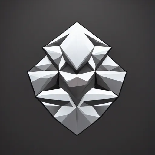 Image similar to 2 dimensional, vector, low poly, crystal eagle icon, black background, cgsociety, artstation, octane render