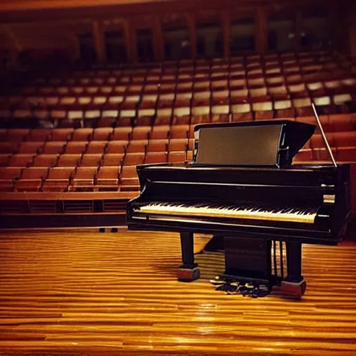 Image similar to “ cat sitting on grand piano concert hall, professional photography ”