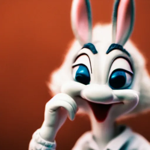 Image similar to a professional photo of bugs bunny as if he was real, f / 1. 4, 9 0 mm