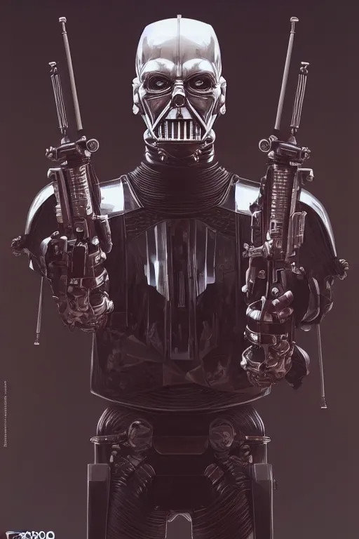 Image similar to T800 endoskeleton mixed with Darth lord Sith, RPG Reference, art by ilya kuvshinov, artgerm, Alphonse mucha, and Greg Rutkowski, Trending on Artstation, octane render, Insanely Detailed, 8k, HD