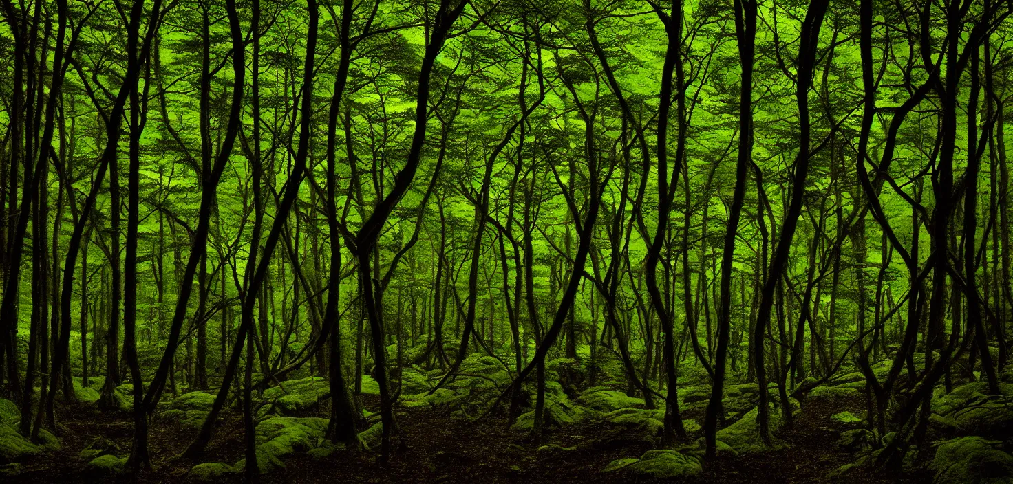 Prompt: dark forest by hattori naoto