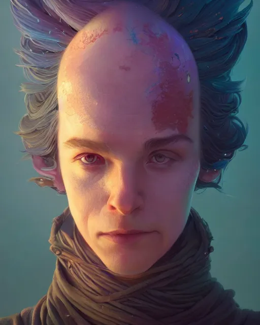 Image similar to highly detailed surreal vfx portrait of a mythpunk mage, stephen bliss, unreal engine, greg rutkowski, loish, rhads, beeple, makoto shinkai and lois van baarle, ilya kuvshinov, rossdraws, tom bagshaw, alphonse mucha, global illumination, detailed and intricate environment