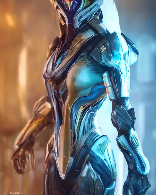 Image similar to perfect aidra fox, warframe armor, beautiful, dreamy, pretty face, blue eyes, portrait, bright light, scifi, utopian architecture in the background, laboratory, ultra realistic, intricate, glow, cinematic, extreme details, focused, masterpiece, art by seunghee lee, blair armitage