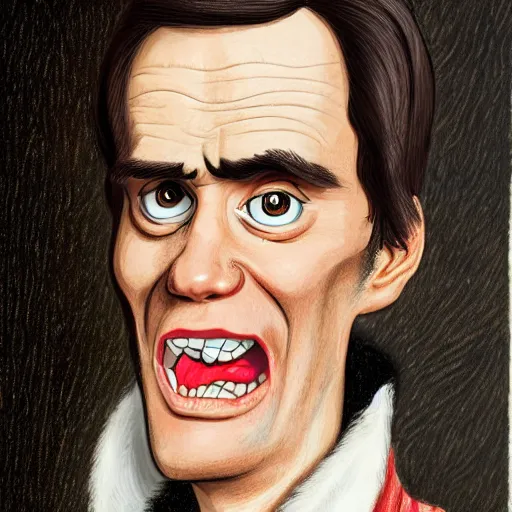 Prompt: jim carrey caricature realism, in the style of james gillray!