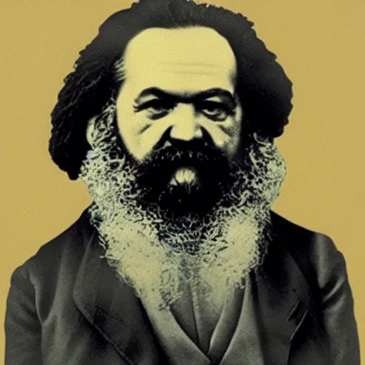 Prompt: beautiful cave painting portrait of karl marx