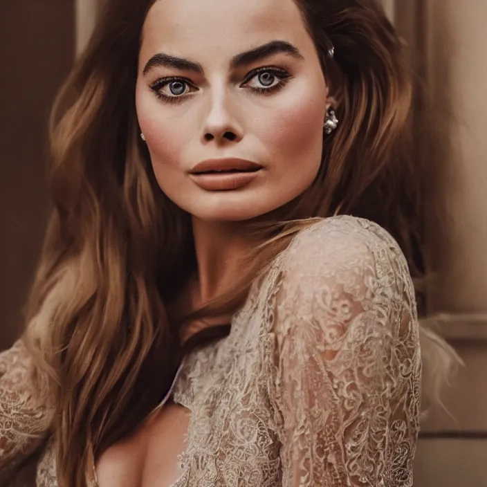 Image similar to portrait of margot robbie combined with demi rose wearing kebaya, by charlotte grimm, natural light, detailed face, canon eos c 3 0 0, ƒ 1. 8, 3 5 mm, 8 k, medium - format print