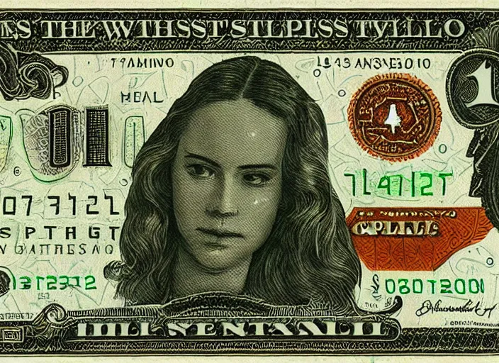 Image similar to reylo kissing, american dollar bill