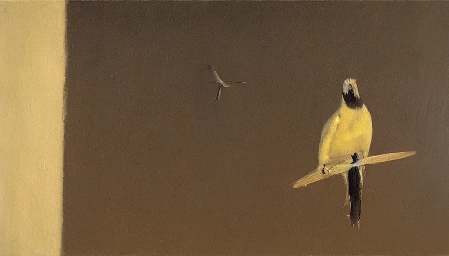 Image similar to painting by borremans, bird, detailed, stunning