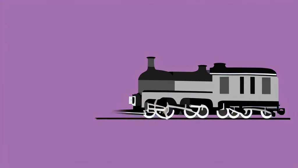 Prompt: Minimalistic vector art of a steam train on a purple background