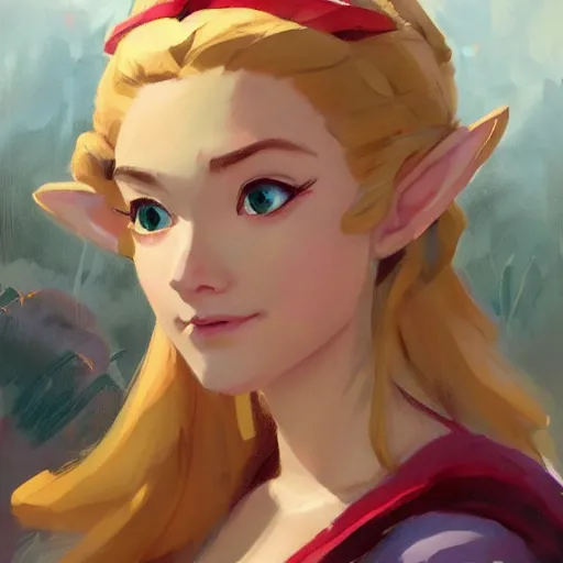 Prompt: greg manchess portrait of zelda as disney character, perfect face, matte painting, bold shapes, hard edges, by huang guangjian, gil elvgren, sachin teng. in a beautiful landscape full of emotions, cgsociety masterpiece, artstation trending, by rossdraws, ghibli, kimi no na wa, greg rutkowski, simon stalberg, greg manchess