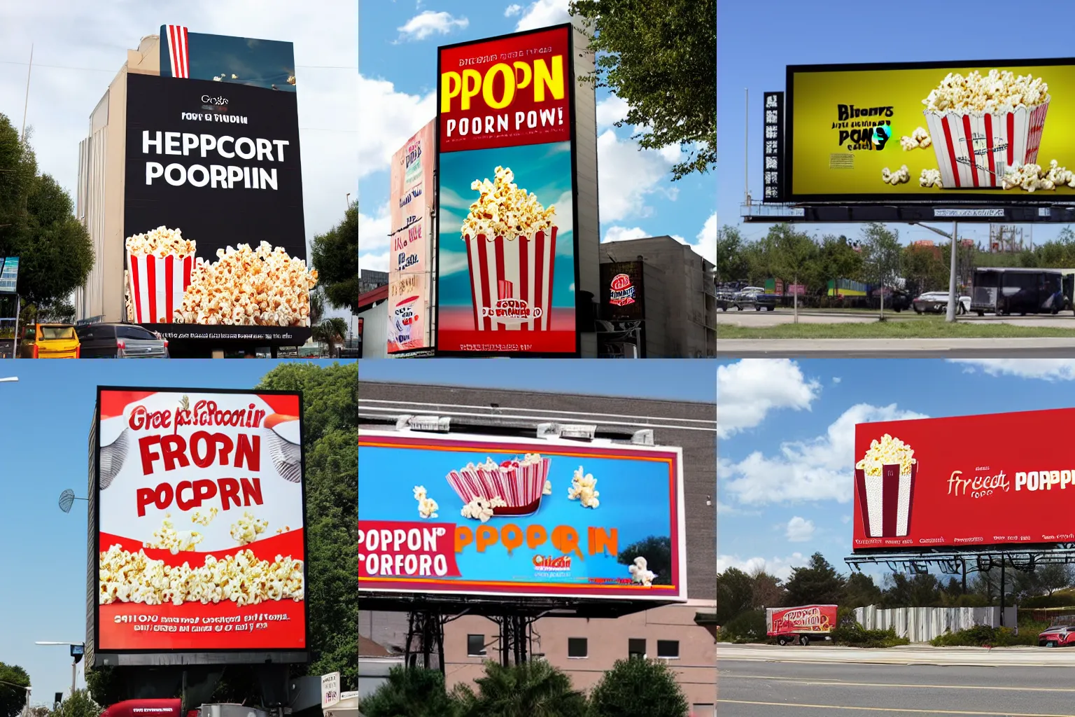 Prompt: a billboard advertising free popcorn