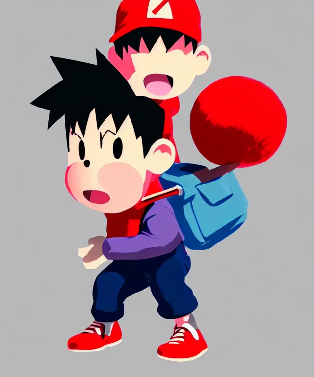 Image similar to ness from earthbound in the art style of ufotable studios, crisp 8 k line art, digital painting, artstation, concept art, matte, sharp focus, hyper realistic lighting, illustration