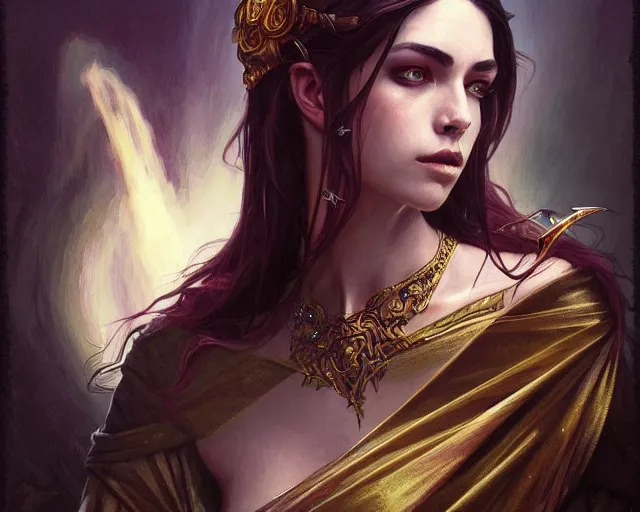 Image similar to a fantasy painting still portrait of nirvana, deep focus, d & d, fantasy, intricate, elegant, highly detailed, digital painting, artstation, concept art, matte, sharp focus, illustration, dark fantasy style art, hearthstone, art by artgerm and greg rutkowski and alphonse mucha