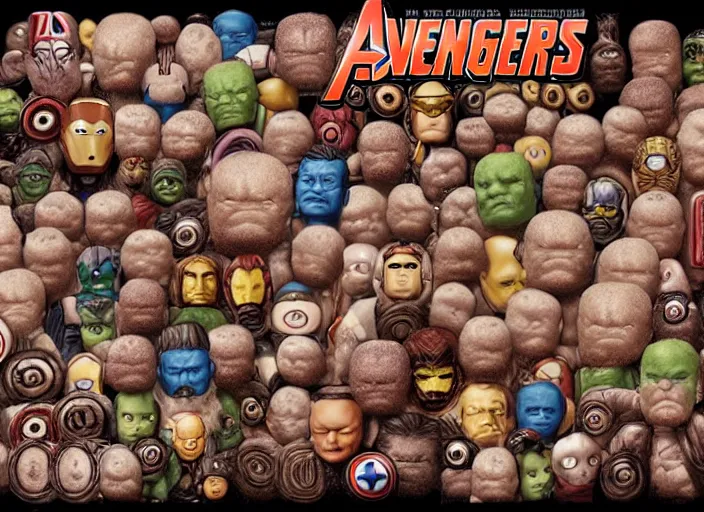 Image similar to the avengers made of donuts, lowbrow, matte painting, 3 - d highly detailed, in the style of mark ryden,