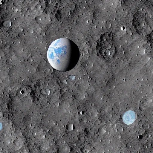 Prompt: a detailed image of a future lunar base, with a human settlement nestled among the craters and craggy surface of the moon.