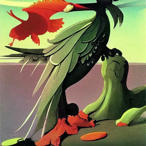 Prompt: Cute Harpy Girl by Roger Dean