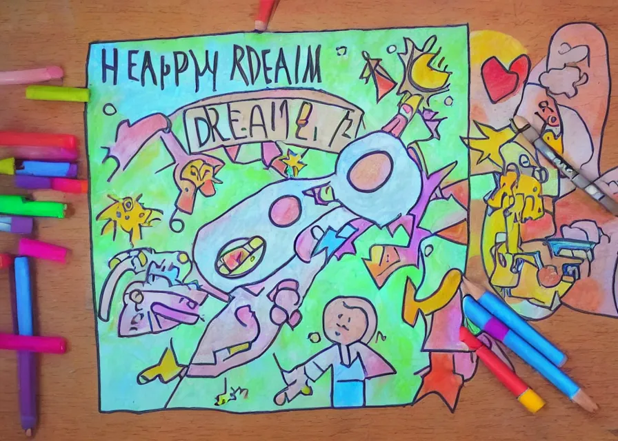 Image similar to happy dream machine, children drawing