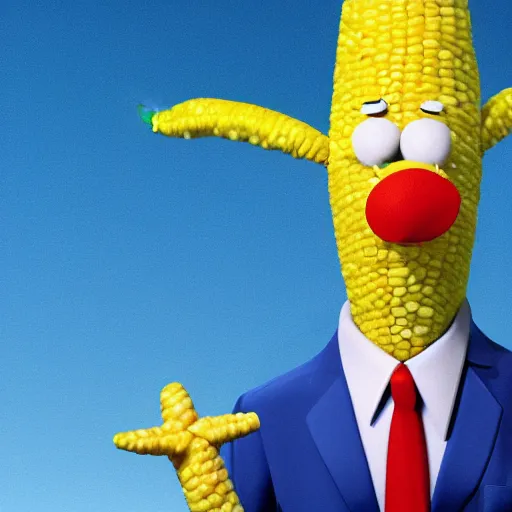 Prompt: a photoreal image of doug from the tv show doug as anthropomorphic corn.