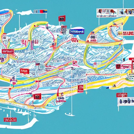 Prompt: map of tokyo in a ski map style