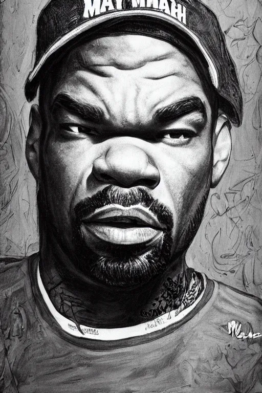 Image similar to method man, portrait by wayne barlow