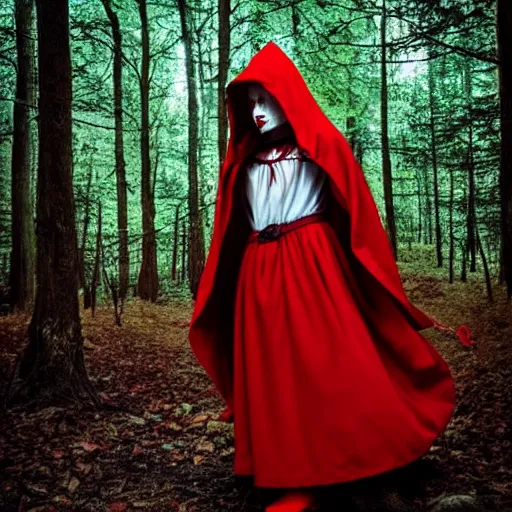 Image similar to photo of a real-life beautiful red riding hood warrior