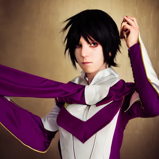 Prompt: Lelouch Lamperouge, Studio Photography, Portrait, Cosplay