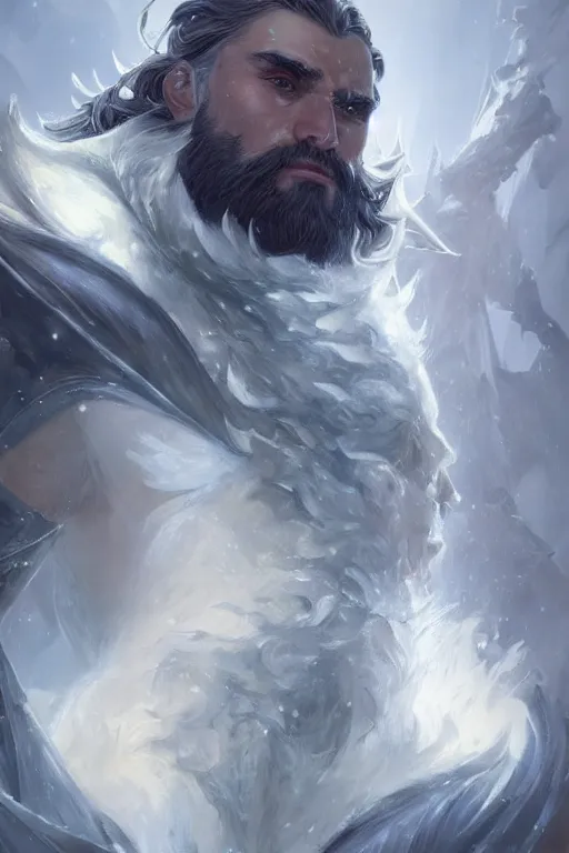 Prompt: portrait of tryndamere from league of legends, photorealistic icy tundra, full body, powerful, fantasy, intricate, elegant, highly detailed, digital painting, artstation, concept art, sharp focus, illustration, art by artgerm and greg rutkowski and alphonse mucha