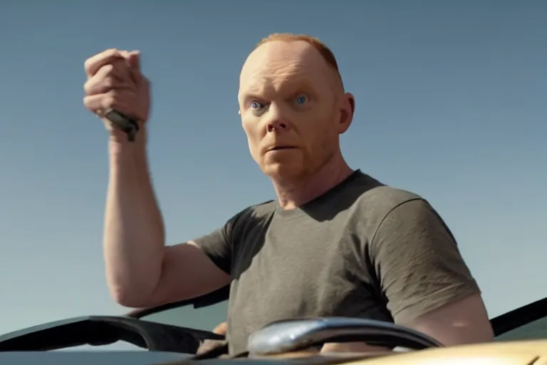 Prompt: a film still of Bill burr in the fast and the furious, high quality