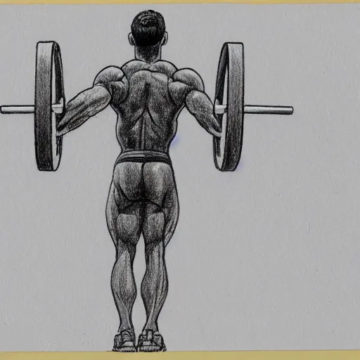 Image similar to drawing of a man doing barbell rows,