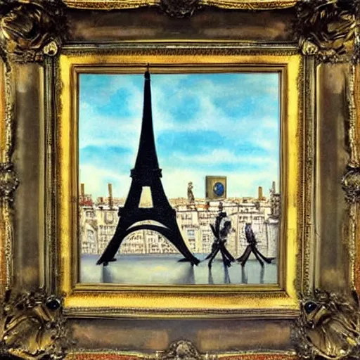 Image similar to surrealist painting of paris