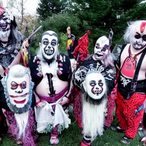 Image similar to dwarf Juggalo cult