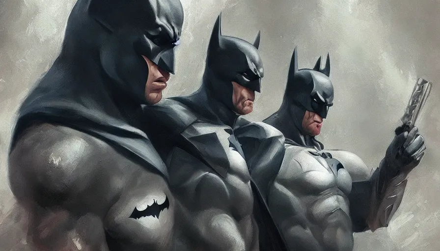 Prompt: concept art of batman, cinematic shot, oil painting by jama jurabaev, extremely detailed, brush hard, artstation, for aaa game, high quality, brush stroke