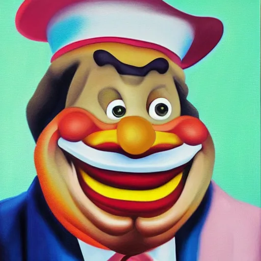 Prompt: presidential portrait of mayor mccheese, oil on canvas