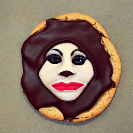 Prompt: woman's face made of chocolate cookie