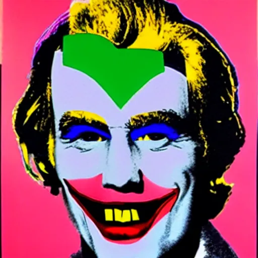 Image similar to Andy Warhol as the Joker